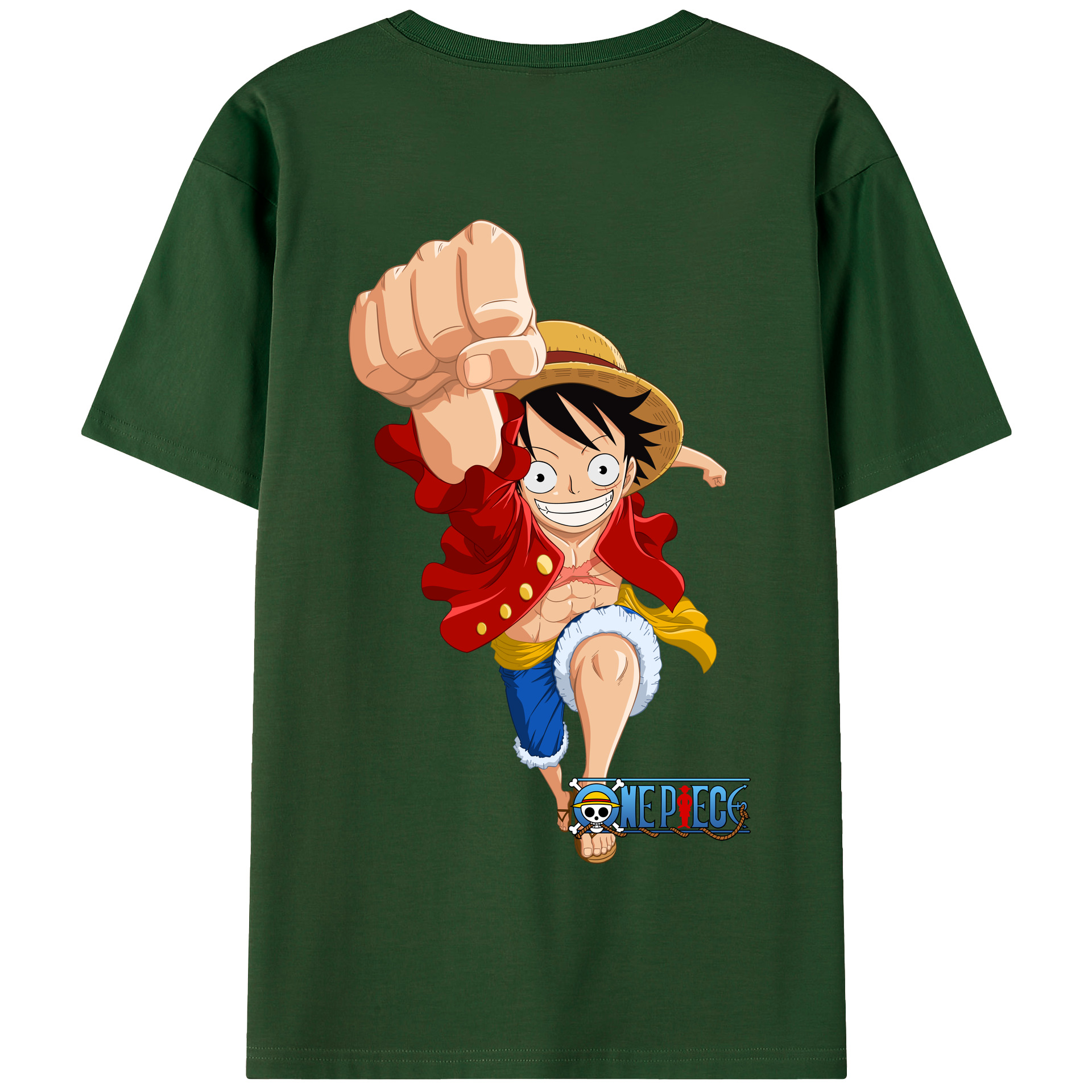 ワンピース モンキー・D・ルフィ ONE PIECE Monkey D. Luffy 綿100％半袖Tシャツ（背面プリント）